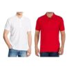 Pack de 2 Polos - Manches Courtes - Rouge/Blanc - Homme