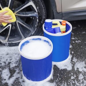 Seau à eau pliable multifonctionnel pour le camping, la pêche, le bateau ou d'autres activités de plein air, 11 l, bleu