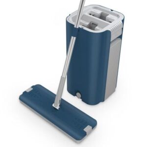 Serpillère,Balai serpillière en microfibre avec seau, nettoyage des sols, absorption d'eau, sans effort, pas de lavage - Type Bleu