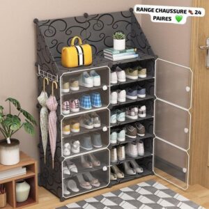 Armoire Etagère à Chaussures 24 paires Modulable -  6 Cubes en 2