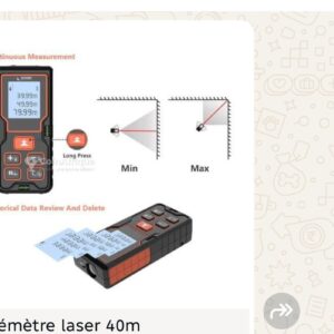 100m Télémètre Laser Numérique Professionnel - Mesure de Distance 80m Haute Précision - Écran LCD & Mémoire Intégrée