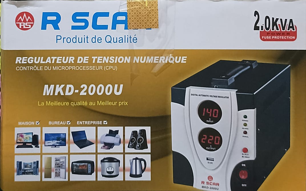 Régulateur de Tension Numérique R SCAR MKD-2000U - 2.0kVA - Protection Automatique & Précision CPU