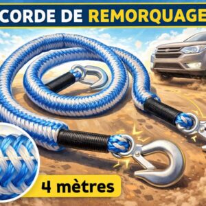 Corde de remorquage élastique 4 mètres – Haute résistance avec crochets métalliques