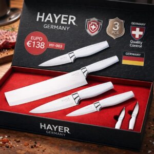 Pack de 3 Couteaux de Cuisine Professionnels HAYER - Design Suisse & Allemand - Modèle HY-003