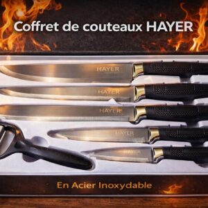 Set de 6 Couteaux de Cuisine Professionnels HAYER - Haute Précision & Design Ergonomique - Qualité Allemande