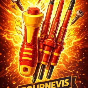 Set de tournevis isolés 3 pièces – Poignée ergonomique rouge et jaune