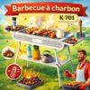 Barbecue à Charbon K-701 Professionnel - Design Moderne, Pliable avec Tablettes Latérales et Support de Rangement