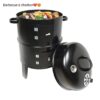Barbecue Fumoir 3-en-1 Multifonction - Grill, Fumoir et Cuisson Vapeur - Noir Mat