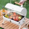 Mini Barbecue à Charbon Portable Premium – Design Scandinave Blanc – Idéal Camping, Balcon et Plage