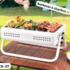 Mini Barbecue à Charbon Portable CA-27 – Grill de Table Compact pour Camping et Pique-nique – Blanc-Noir