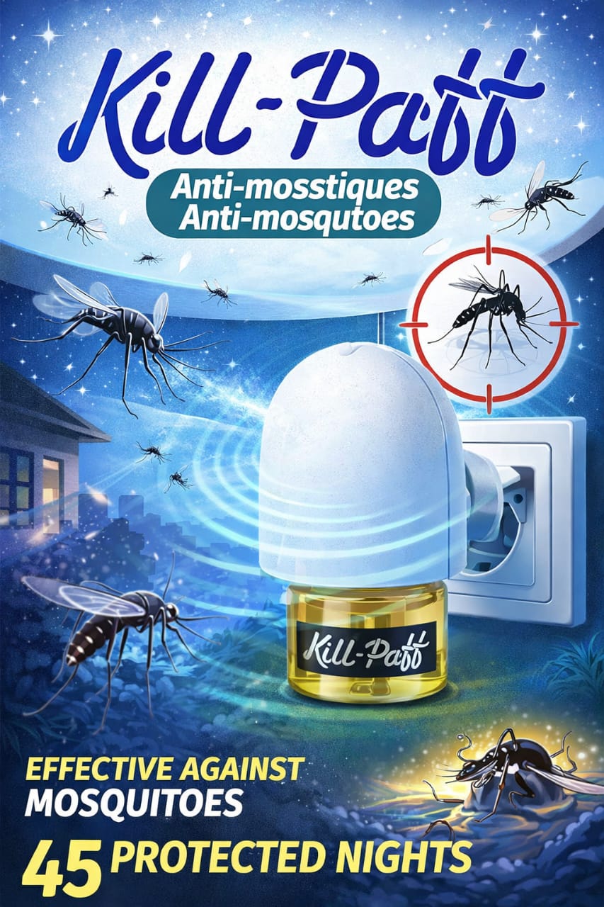(Direct & Efficace) : Kill-Patt Diffuseur Électrique Anti-Moustiques + Recharge – Jusqu'à 45 Nuits de Protection