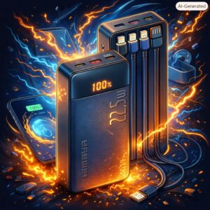 Power Bank Batterie Externe AMAYA 10000mAh APB-F129 - Charge Rapide 22.5W - 4 Câbles Intégrés & Écran Digital LED