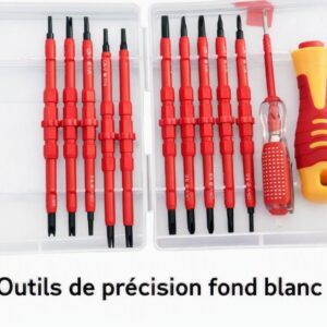 Kit Tournevis de Précision Isolé 26-en-1 avec Tester Electrique & Manche Ergonomique - Boîte de Rangement