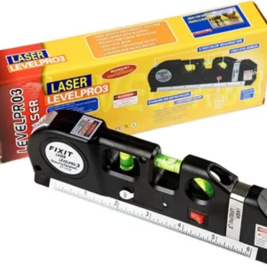 Niveau Laser Multi-Usage 3 en 1 Fixit Level Pro 3 – Mètre Ruban 2,5m & Bulle de Niveau