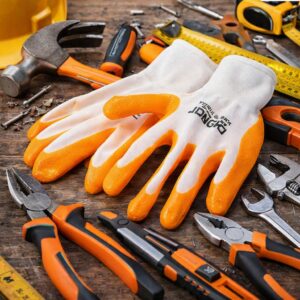 Gants de Protection et de Chantier Antidérapants en Latex / Nitrile - Confort & Haute Résistance
