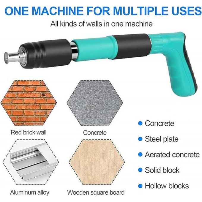 Pistolet à Clous Manuel Pro - Fixation Béton, Acier et Brique + Kit d'Accessoires