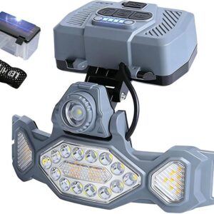 Lampe frontale LED rechargeable, alimentée par énergie solaire et USB-C, étanche, avec détecteur de mouvement, lampe portable pour l'extérieur (camping, randonnée, pêche, course à pied, situations d'urgence) (Style 4)