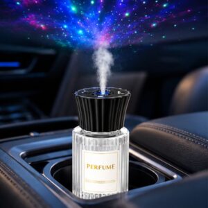 Diffuseur de Parfum Voiture Automatique Désodorisant Auto avec 3 Niveaux & Effet Ciel Étoilé LED